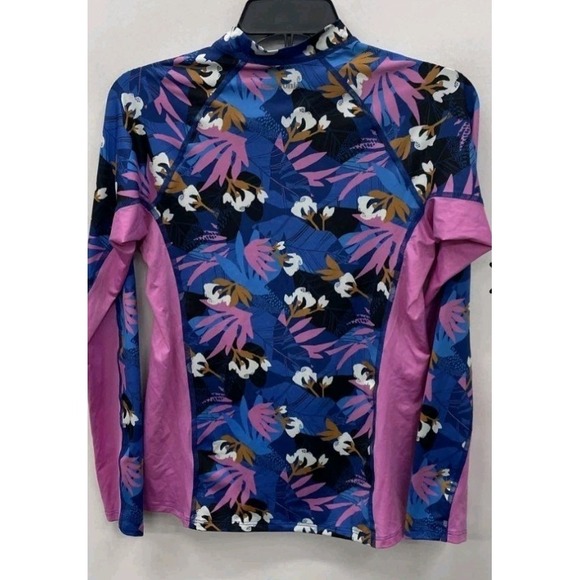 Patagonia Women's Floral Rash Guard Long Sleeve Sun Shirt Pink Blue Size M Surf - Picture 3 of 4